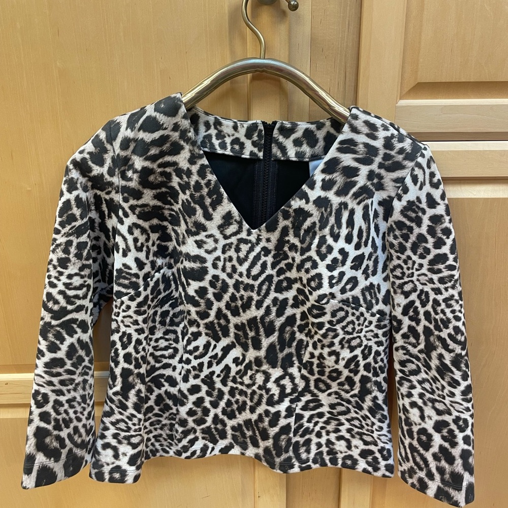 Cabi Leopard Print Long Sleeve Top.